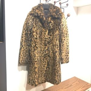 J Crew Collection faux fur leopard coat